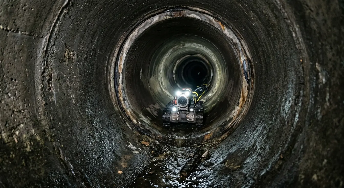 Robotic sewer camera inspecting pipe interior for Sewer Line Cleaning in Granite Bay